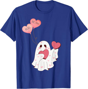Valentine Ghost, Be my Boo, Hearts, Holiday T-Shirt - T-Shirt | Royal
