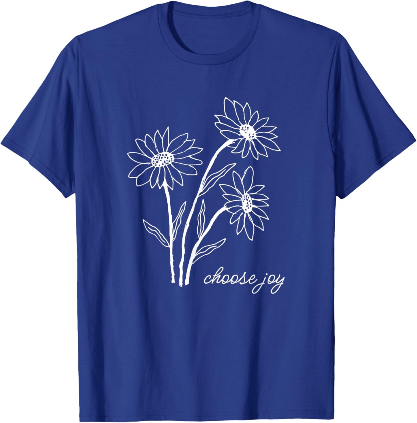 CAMCdesigns Choose Joy Floral Flower Garden Happy Christian Inspiration , Small, Black T-Shirt - T-Shirt | Royal