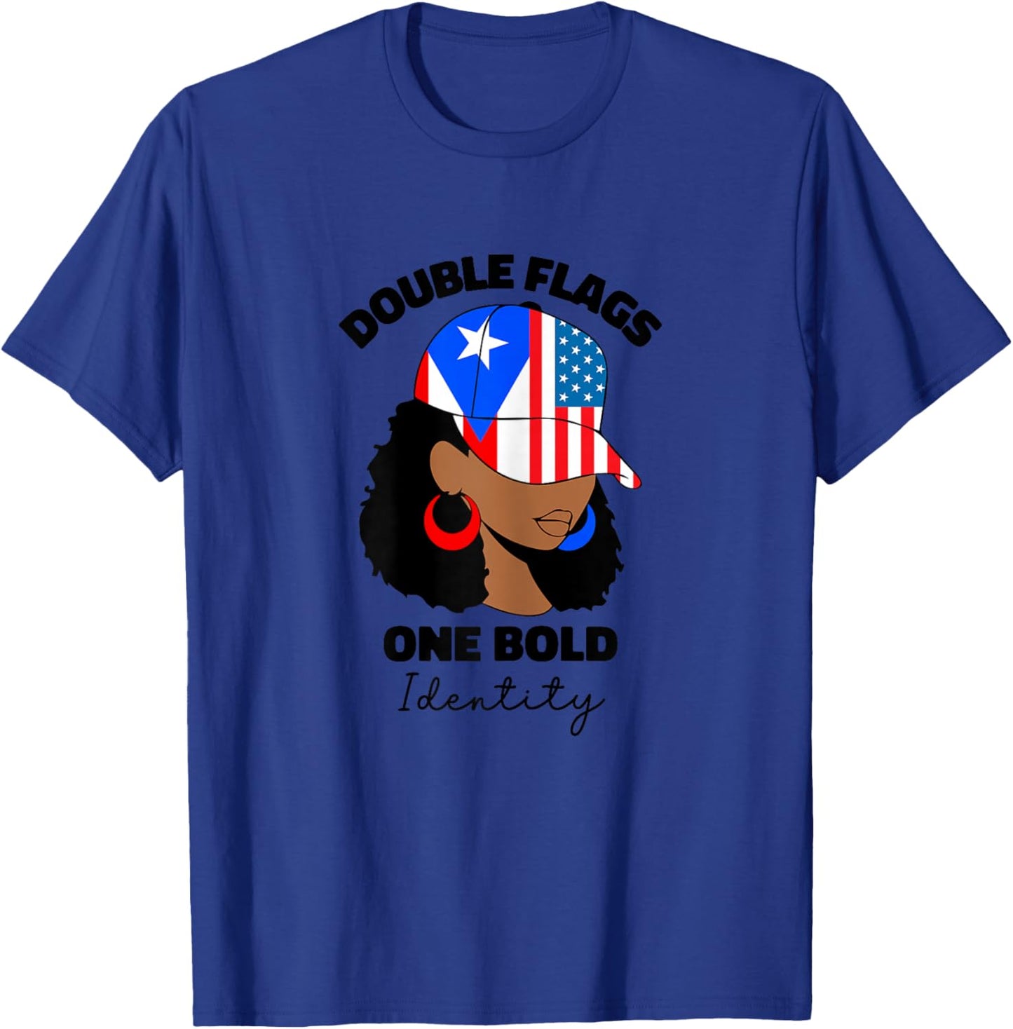 African American Puerto Rican Girl Afro Puerto Rico PR Flag T-Shirt - T-Shirt | Royal