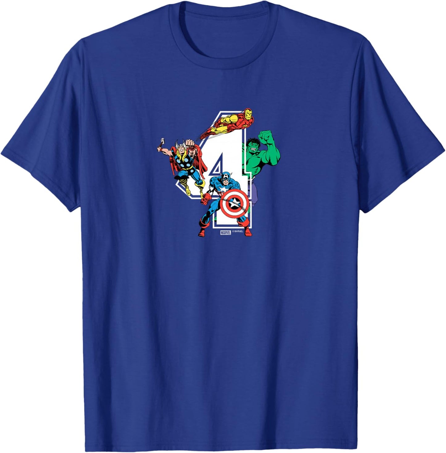 Kids Marvel - Avengers 4th Birthday T-Shirt - T-Shirt | Royal