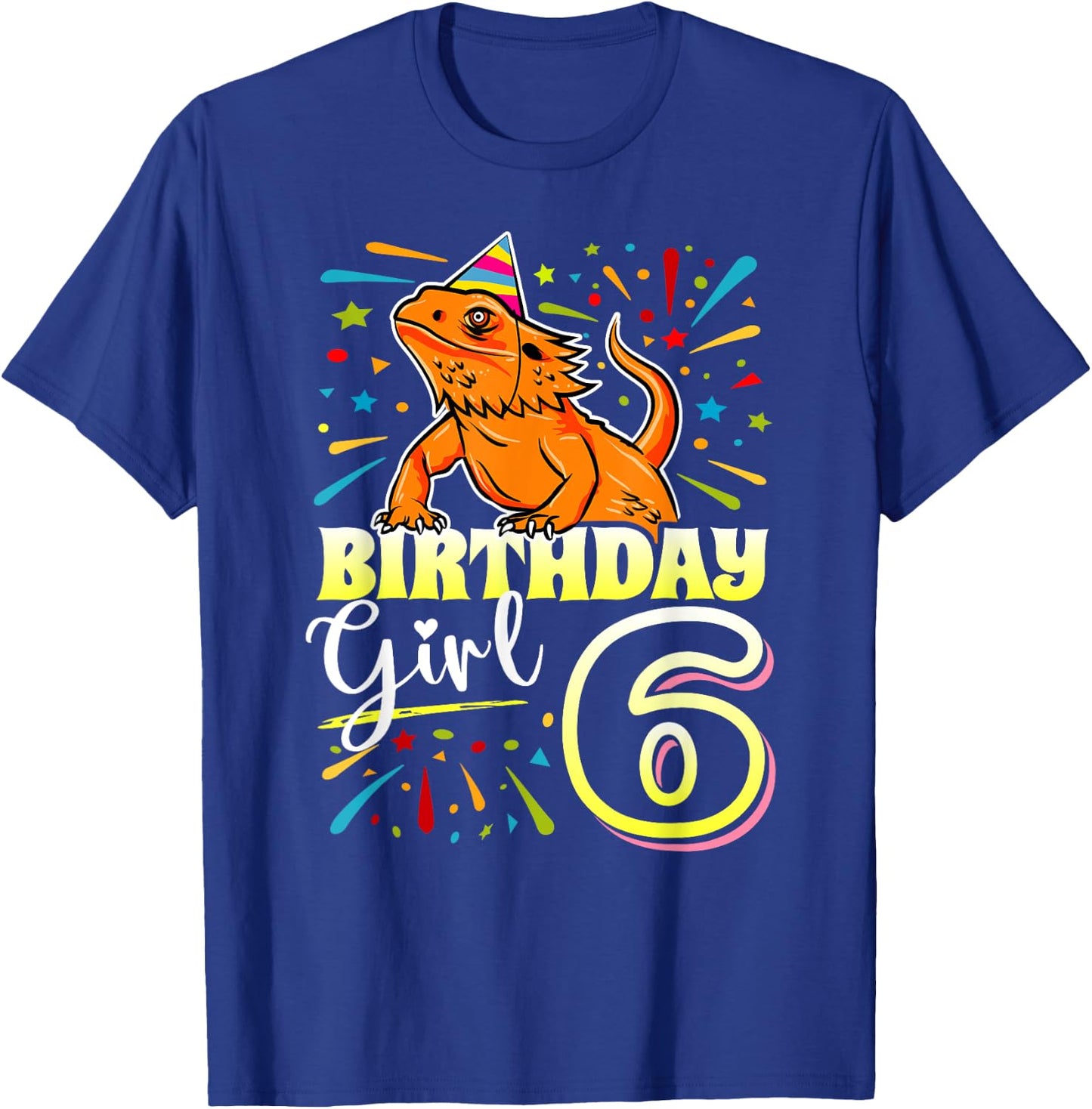 Bearded Dragon Lizard Kids 6th Birthday - 6 Year Old Girl T-Shirt - T-Shirt | Royal