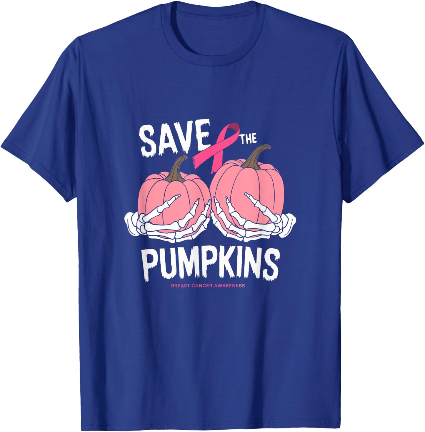 Save The Pumpkins Breast Cancer T-Shirt - T-Shirt | Royal