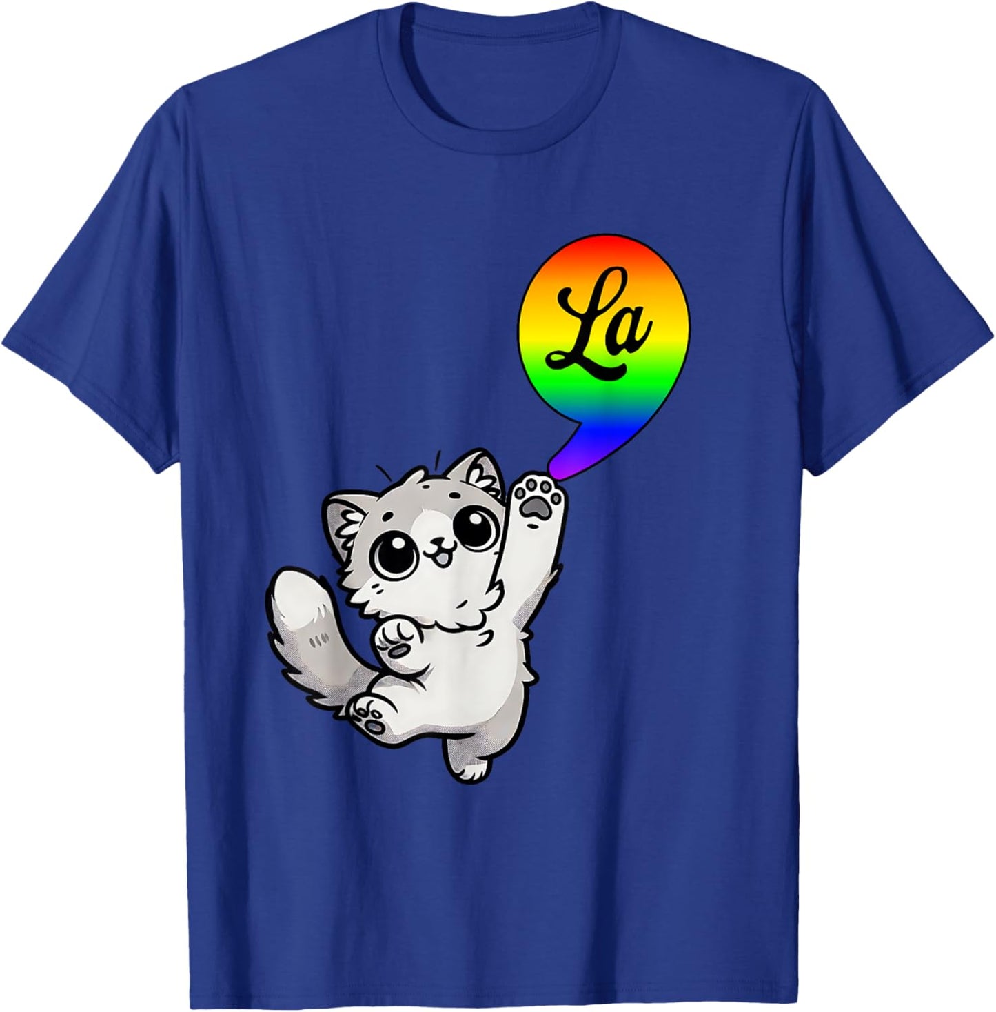 Comma-LA with cute cat Kamala Rainbow design Men Women Kids T-Shirt - T-Shirt | Royal