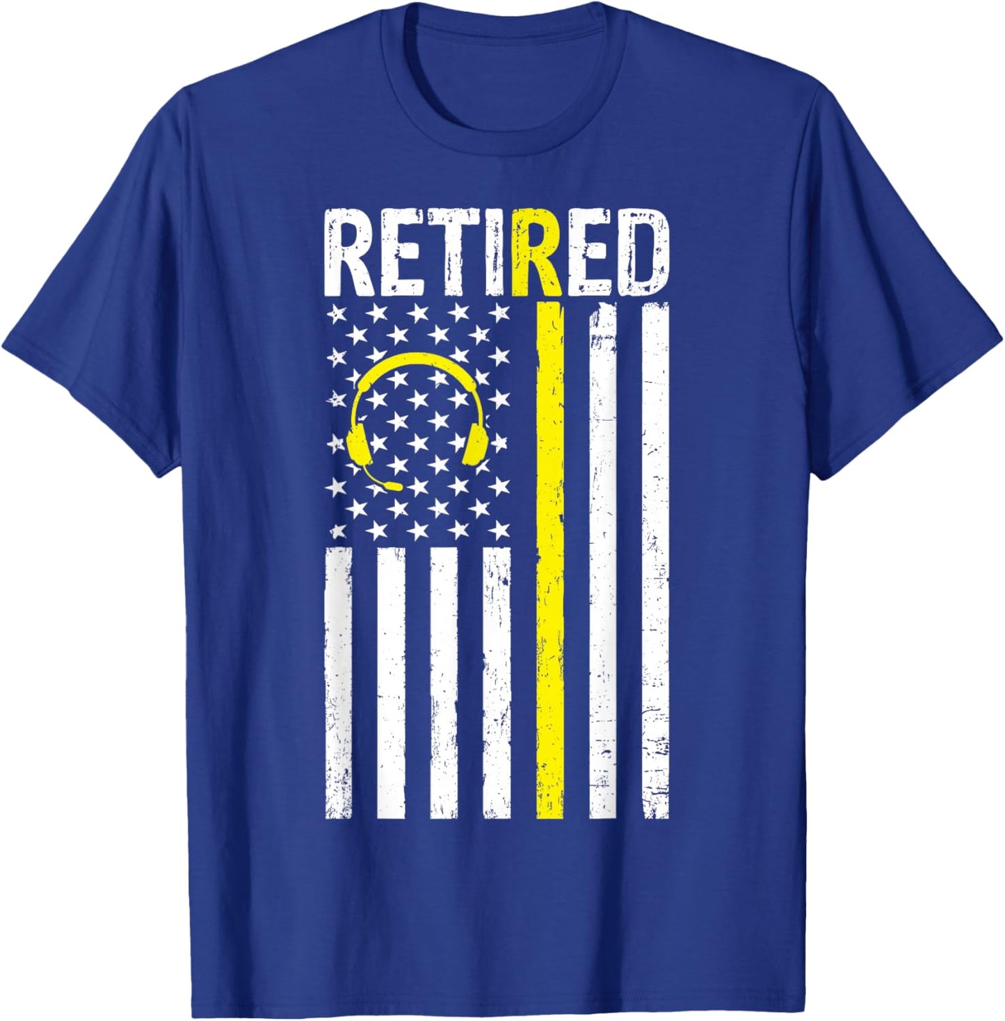 Retired 911 Dispatcher - USA Flag 911 Operator Retirement T-Shirt - T-Shirt | Royal