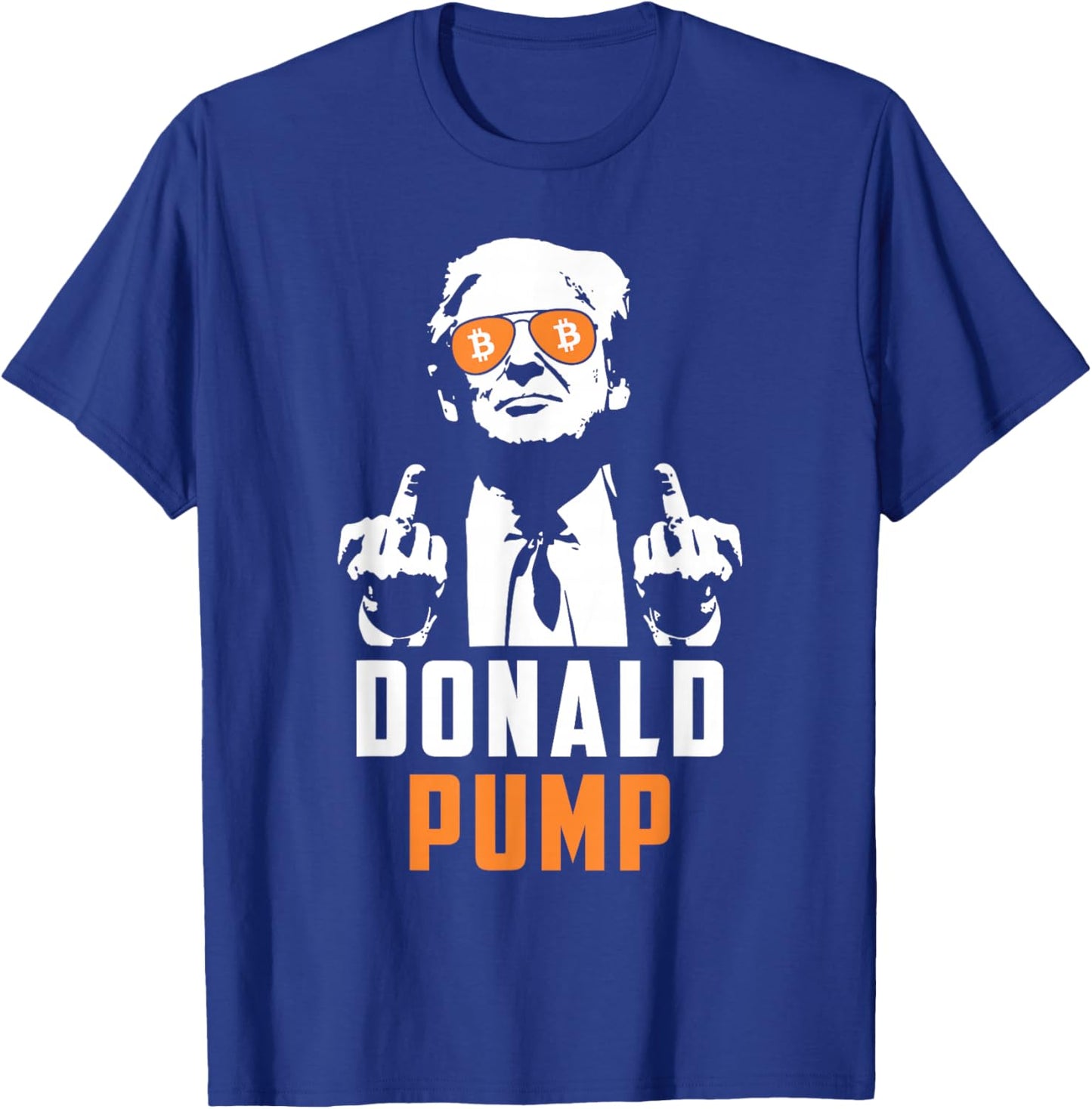 Donald Pump Bitcoin Funny Trump 2024 Crypto American Flag T-Shirt - T-Shirt | Royal