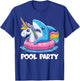 Pool Party Funny Shark And Unicorn Swimming Summer Women Kids T-Shirt - T-Shirt | Royal