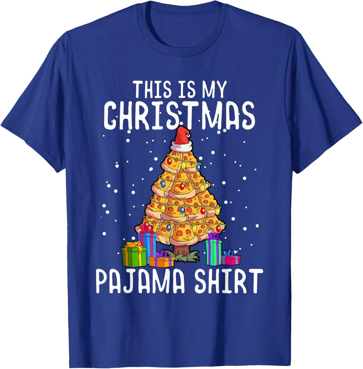 Pizza Christmas Tree Shirt Men Kids Pizza Lover Gift Xmas T-Shirt - T-Shirt | Royal