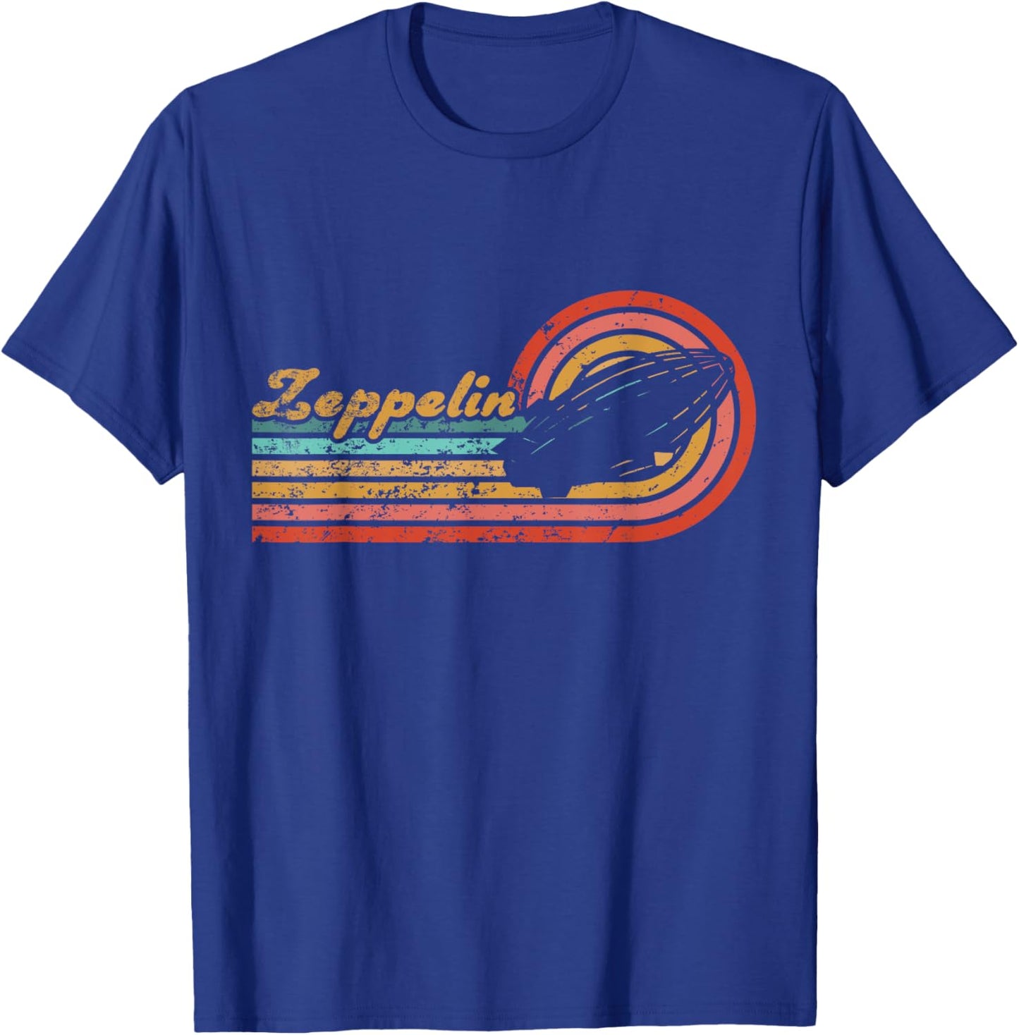 Retro Zeppelin 70s Dirigible Blimp Airship Zepelin Zepplin T-Shirt - T-Shirt | Royal