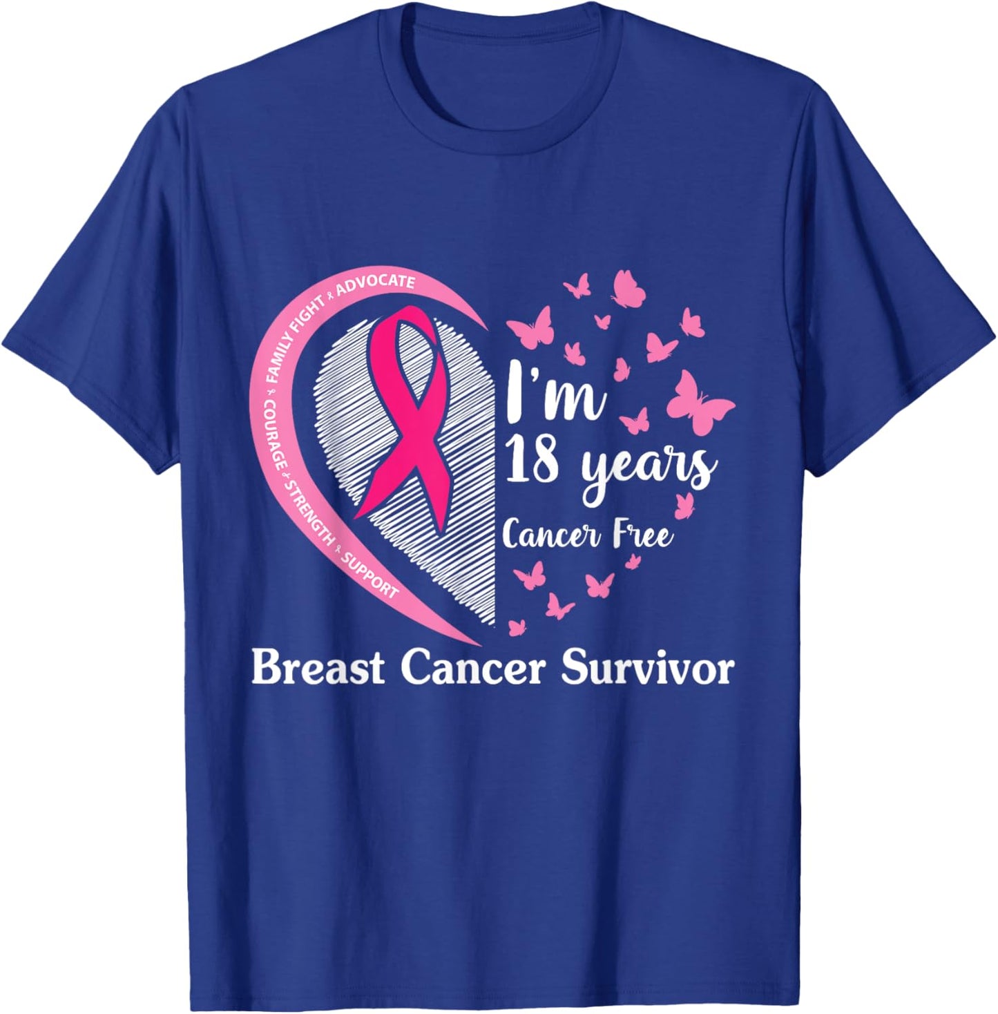 Family Fight Advocate Cour Strength I'm 18 Years Cancer Free T-Shirt - T-Shirt | Royal