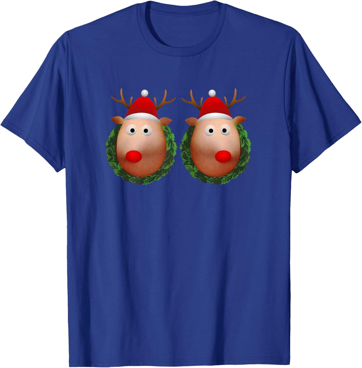 Ugly Christmas Sweater Merry Titmas Reindeer Boobs Naughty T-Shirt - T-Shirt | Royal