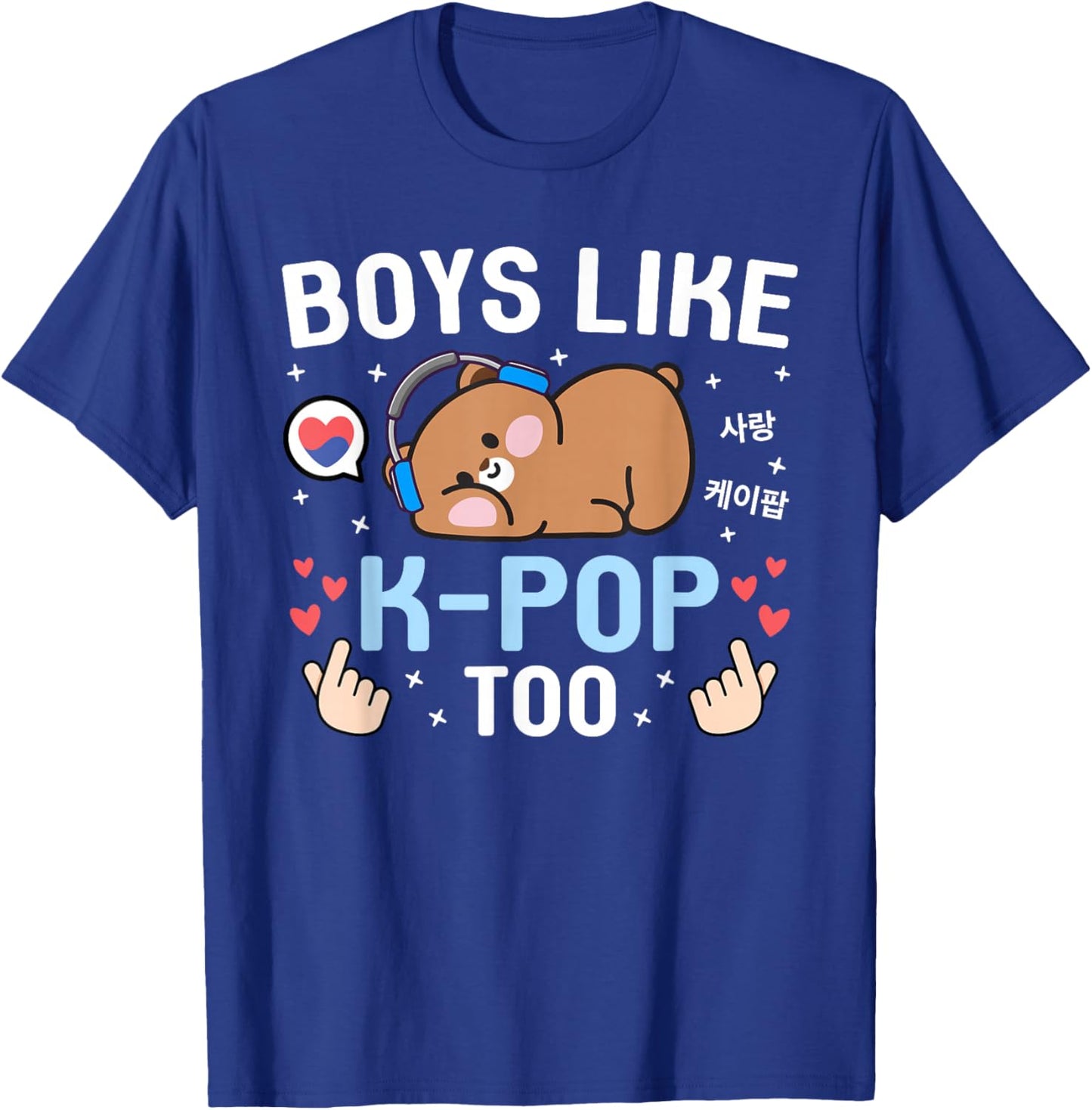 Boys Like K-Pop Too Cute Kawaii Bear Korean Music Kids K-Pop T-Shirt - T-Shirt | Royal