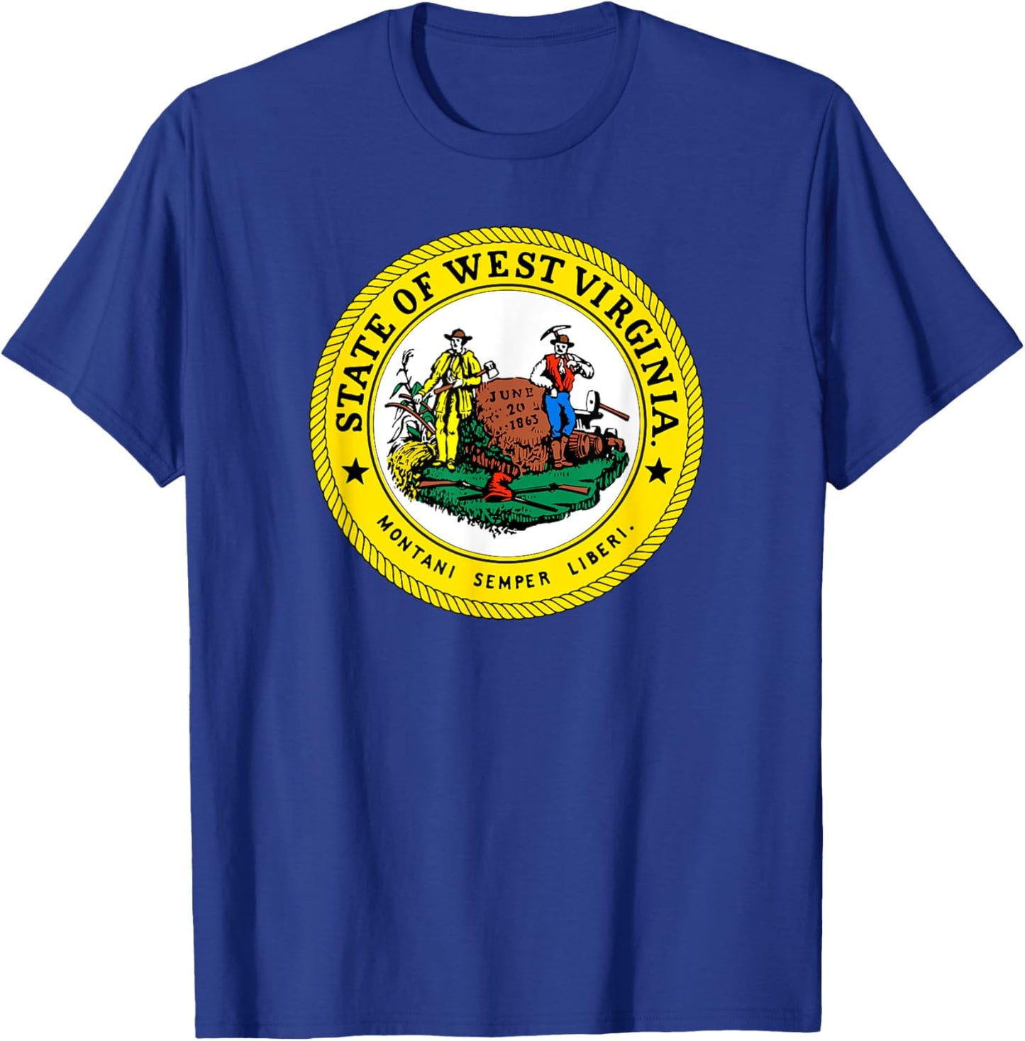 West Virginia State Seal Flag T-Shirt - T-Shirt | Royal