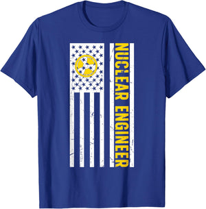 Nuclear Engineer American Flag Nuclear Engineering Women Men T-Shirt - T-Shirt | Royal