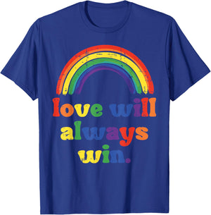 Gay Pride Month Love Always Win LGBTQ Ally Rainbow Men Women T-Shirt - T-Shirt | Royal