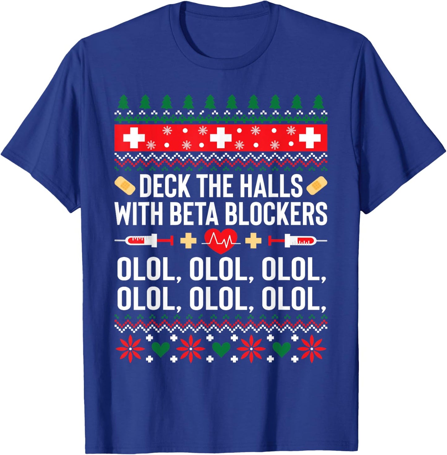 Funny Nurse Christmas Shirt Ugly Xmas Gift Women T-Shirt - T-Shirt | Royal