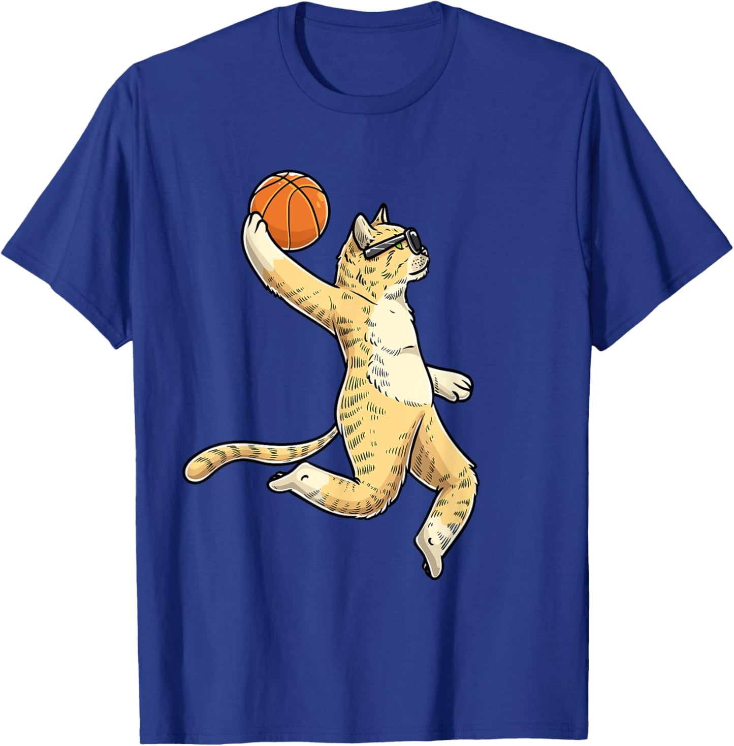 Cat With Basketball Ball Basketball Player Women Girls Kids T-Shirt - T-Shirt | Royal