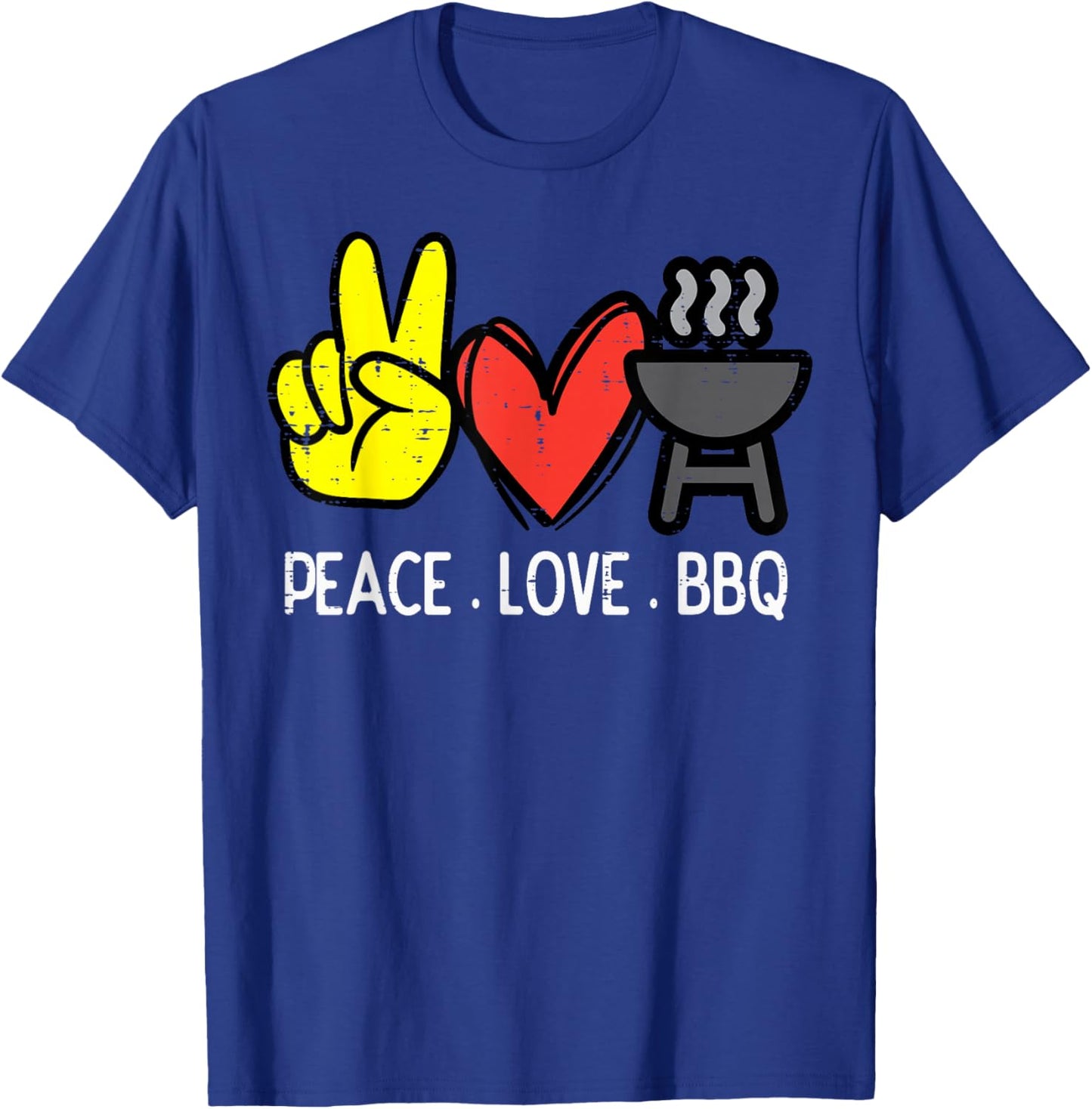 Peace Love Bbq Retro Barbecue Meat Grilling Men Women Kids T-Shirt - T-Shirt | Royal