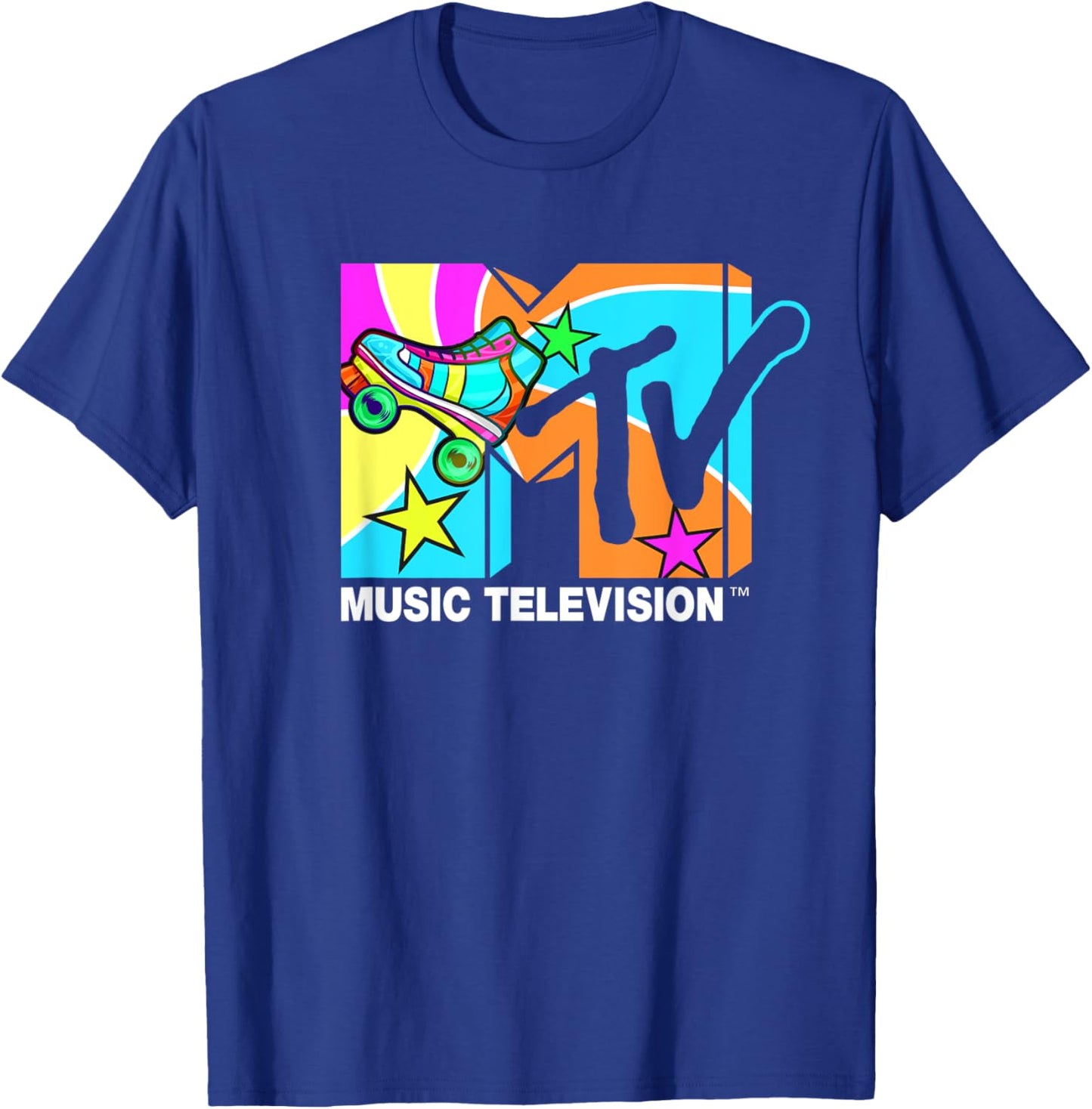 Mademark x MTV - Roller Skates MTV Logo Classic Music Television T-Shirt - T-Shirt | Royal