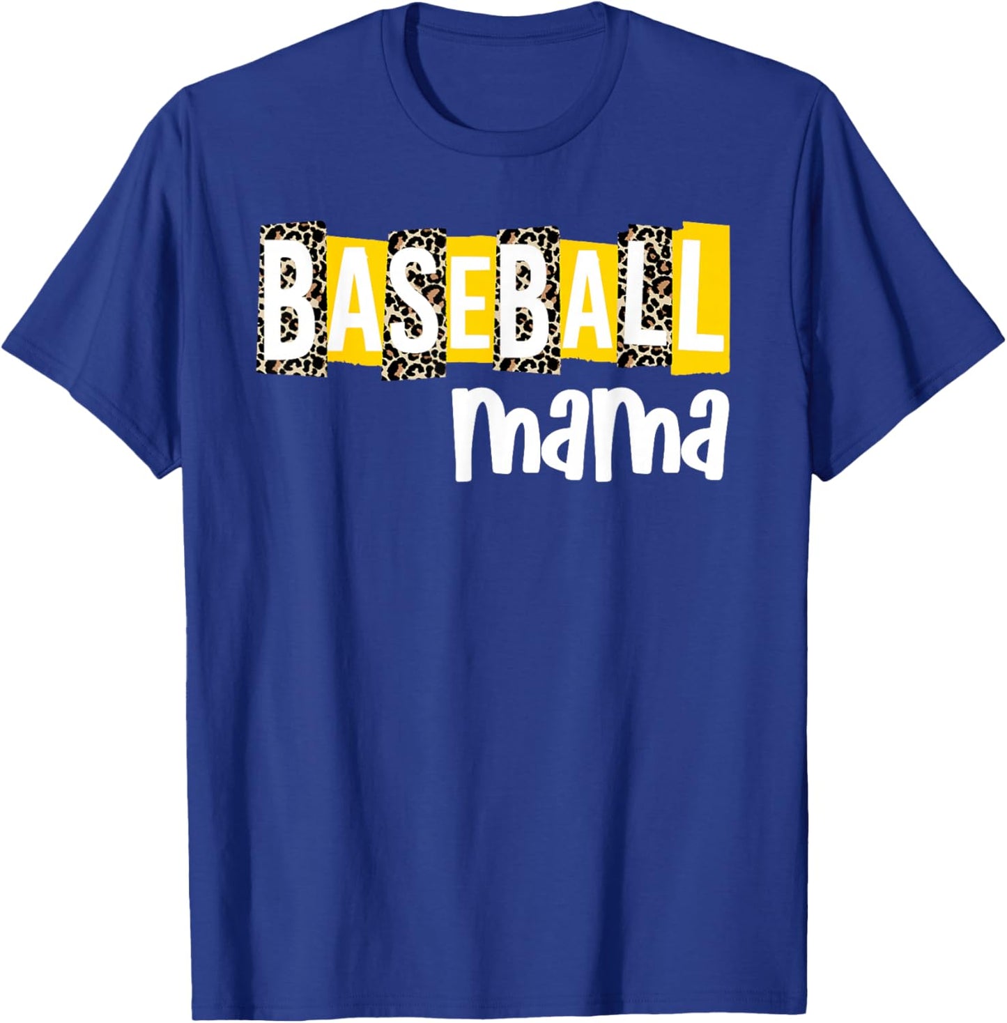Baseball Mama Yellow Leopard Print Baseball Mom Gear Sports T-Shirt - T-Shirt | Royal