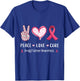 Peace Love cure breast cancer awareness women kids men T-Shirt - T-Shirt | Royal