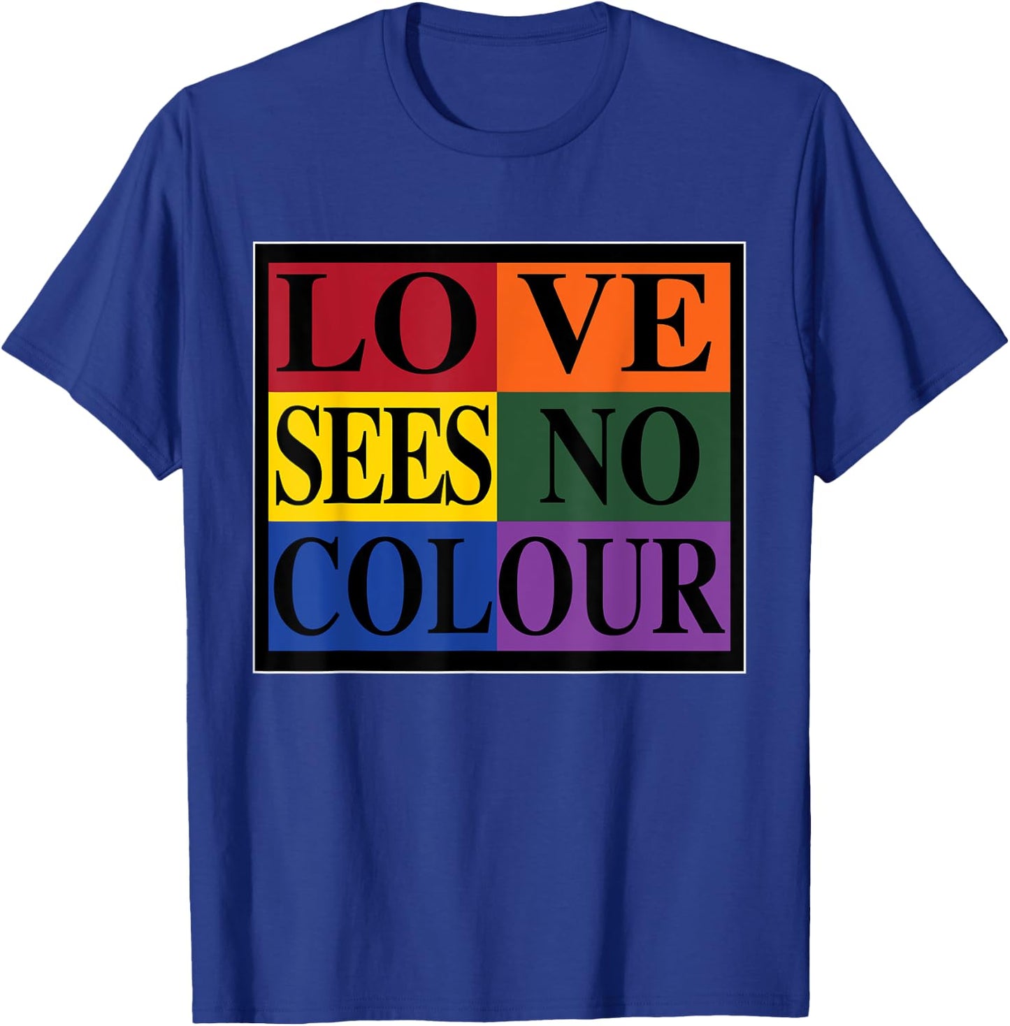 Love Sees No Colour | Retro Graphic 1990's Urban Vintage T-Shirt - T-Shirt | Royal