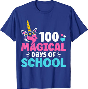 100th Day of Kindergarten For Girls 100 Magical Days Unicorn T-Shirt - T-Shirt | Royal