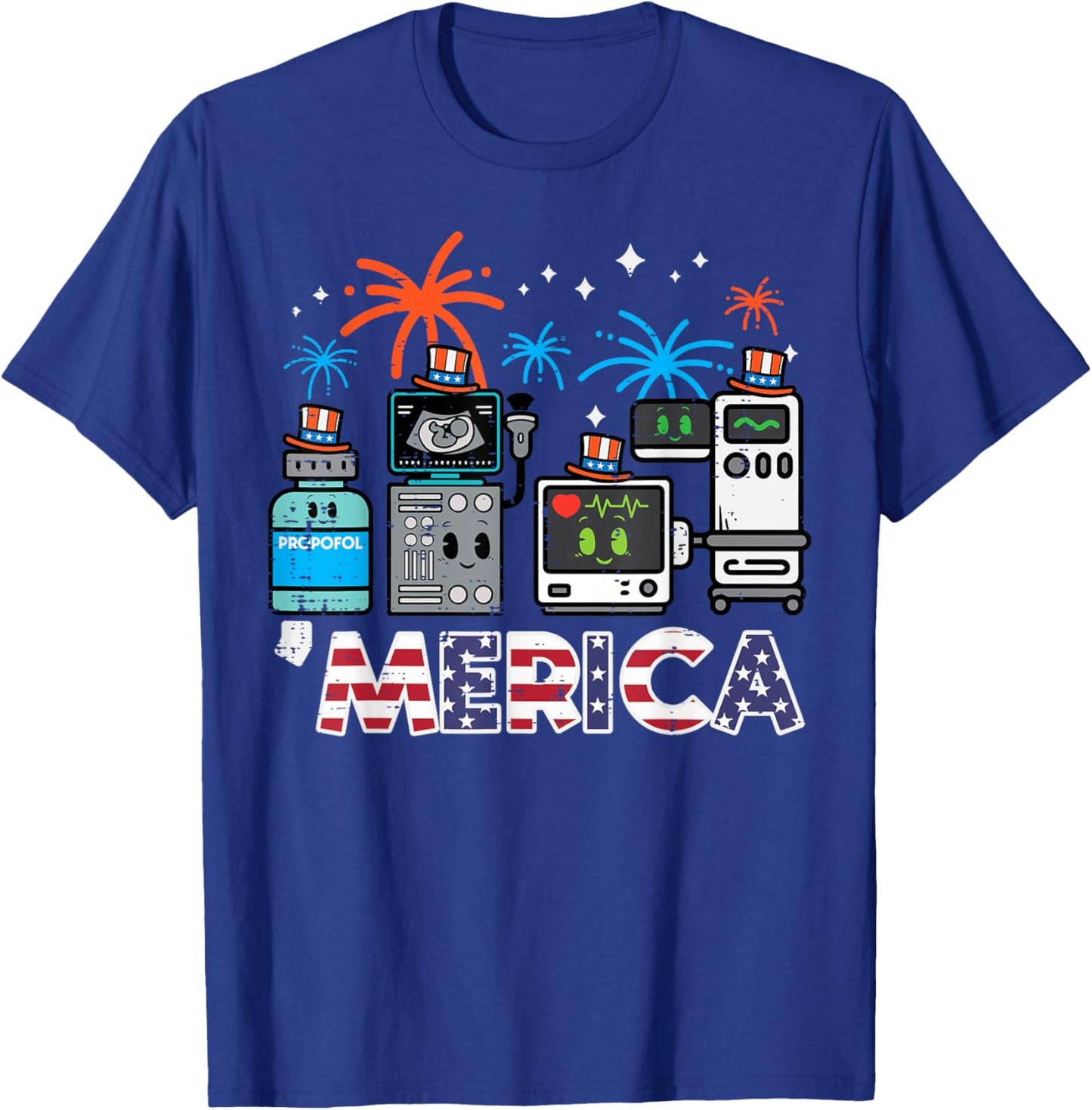 4th July Nurse Propofol Merica Scrub Top Patriotic Men Women T-Shirt - T-Shirt | Royal