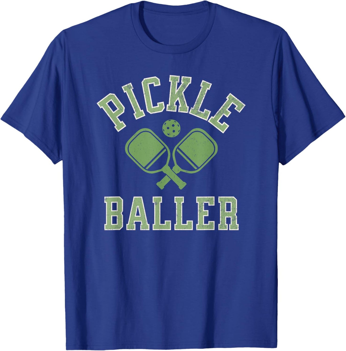 Pickle Baller Shirt Distressed Retro Athletic Pickleball T-Shirt - T-Shirt | Royal