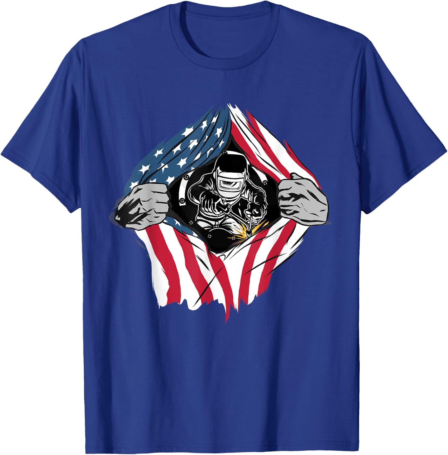 American Flag Welder Patriotic USA 4th Of July Welding Gift Women Men T-Shirt - T-Shirt | Royal