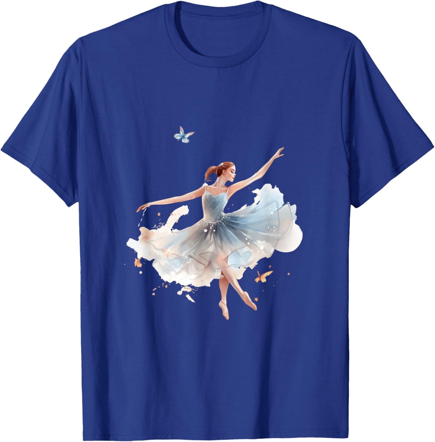 Butterfly Ballerina Girl Dancing Ballet Watercolor T-Shirt - T-Shirt | Royal