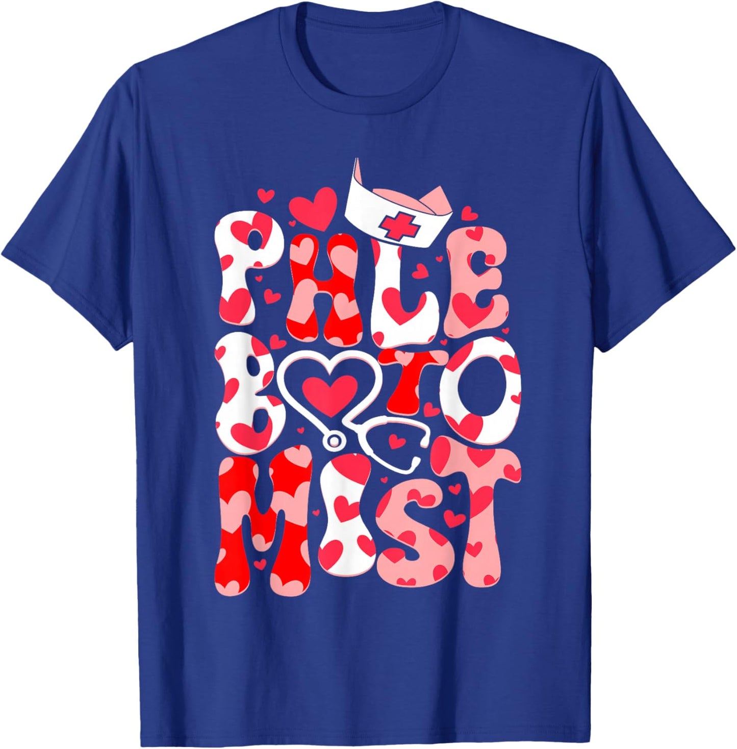 Phlebotomist Heart Phlebotomy Tech Nurse Gift Valentines Day T-Shirt - T-Shirt | Royal