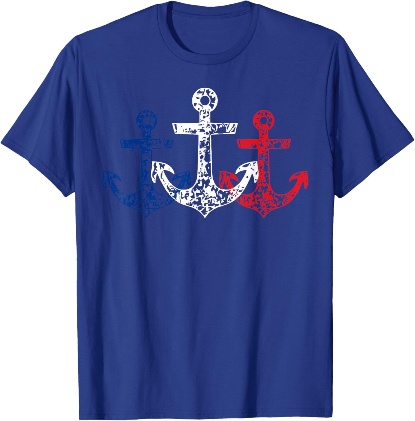 Retro Red White Blue Boat Anchor Patriotic 4th Of July T-Shirt - T-Shirt | Royal