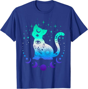 New Blue Gay Male MLM Pride Flag, Astrology Cat T-Shirt - T-Shirt | Royal