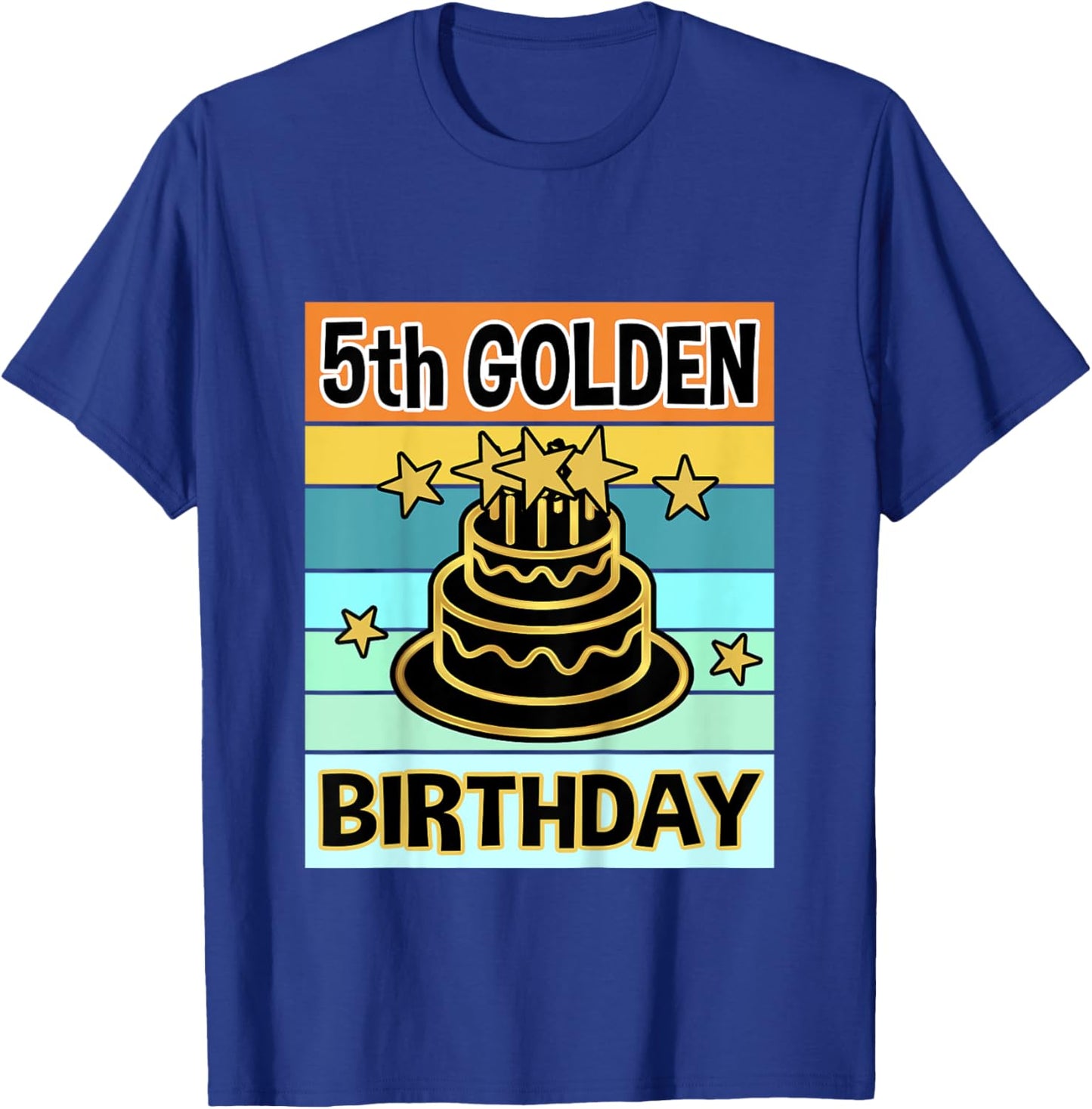 Kids Kids 5th Golden Birthday Shirt My Birthday Golden Boys Girls T-Shirt - T-Shirt | Royal