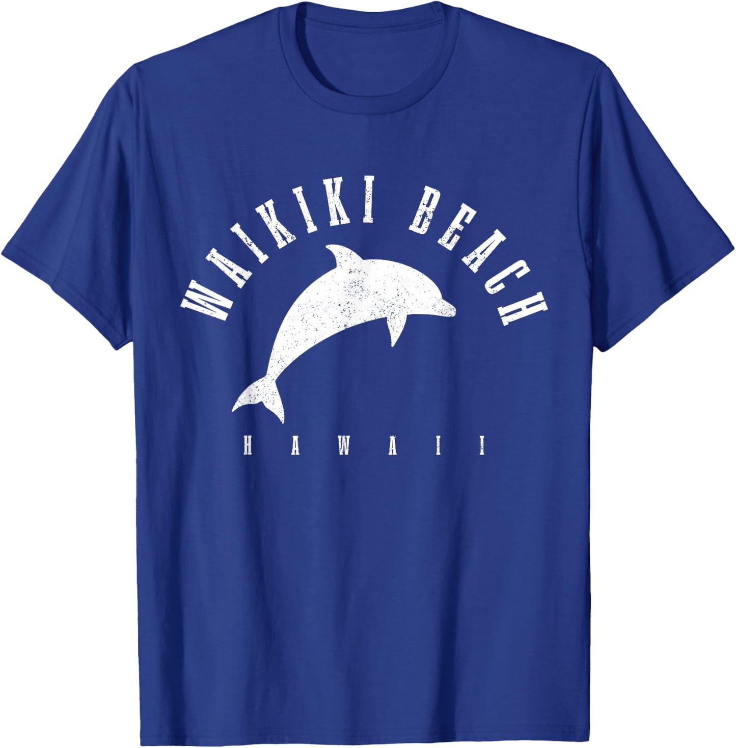 Waikiki Beach Hawaii Hawaiian Surf Vintage Dolphin Vacation T-Shirt - T-Shirt | Royal