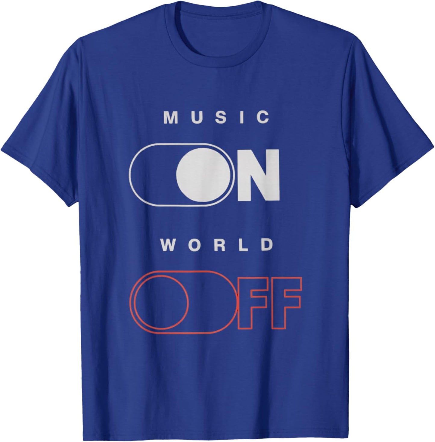Music On World Off for Music Lovers, DJs, Musicians T-Shirt - T-Shirt | Royal