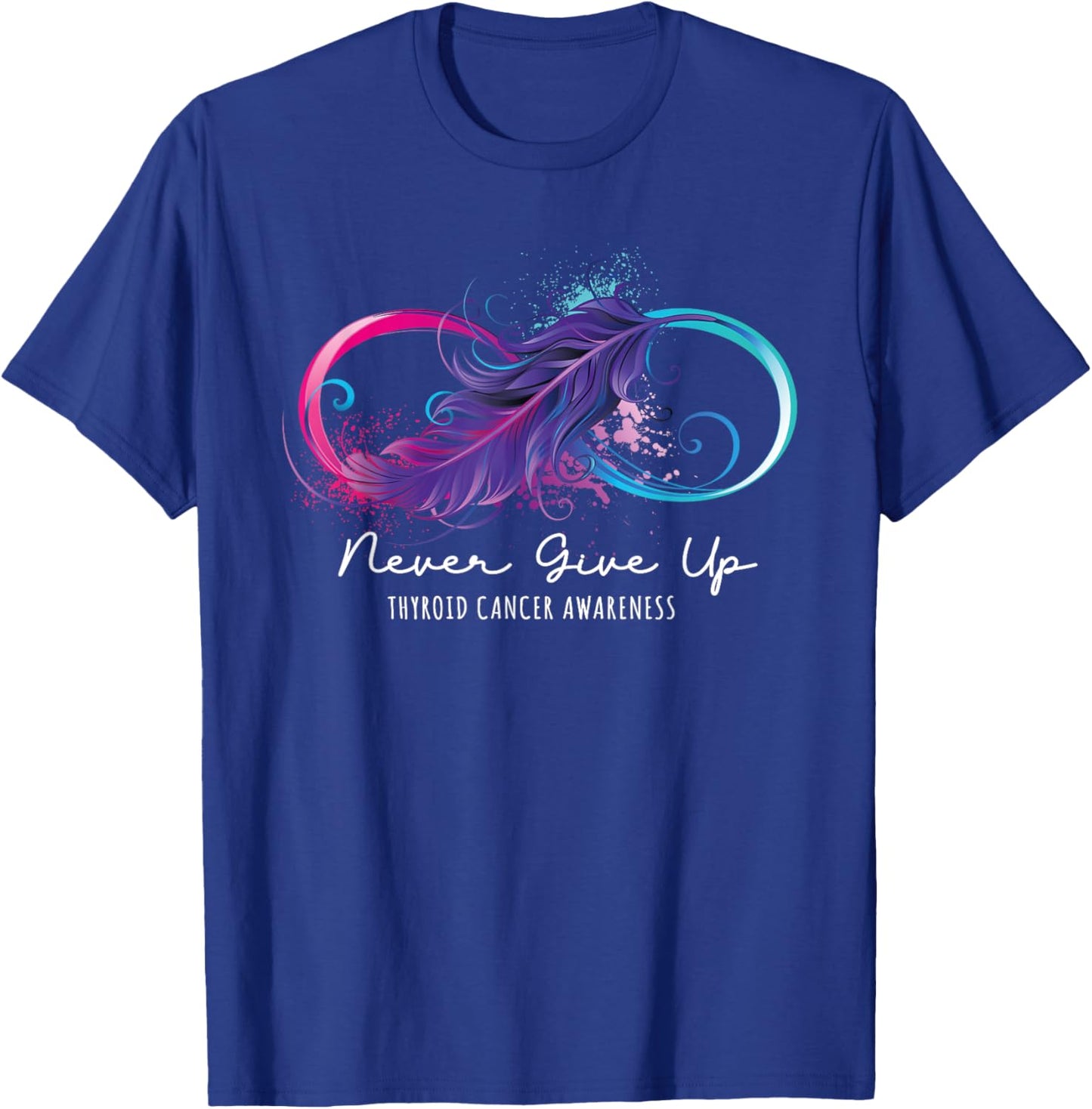 Thyroid Cancer Awareness Survivor Ribbon Strong Family T-Shirt - T-Shirt | Royal