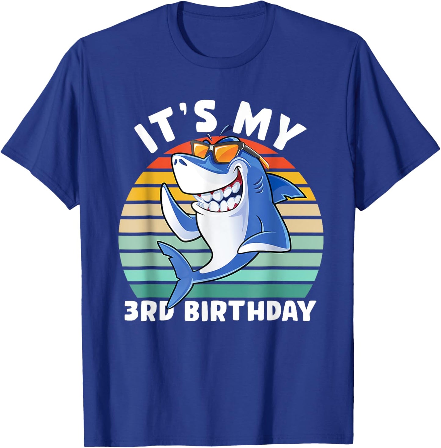 Shark 3 Year Old Shirt 3rd Birthday Shark Lover T-Shirt - T-Shirt | Royal