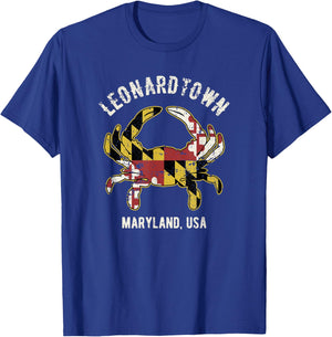 Leonardtown Maryland Crab Vintage Distressed Style Design T-Shirt - T-Shirt | Royal