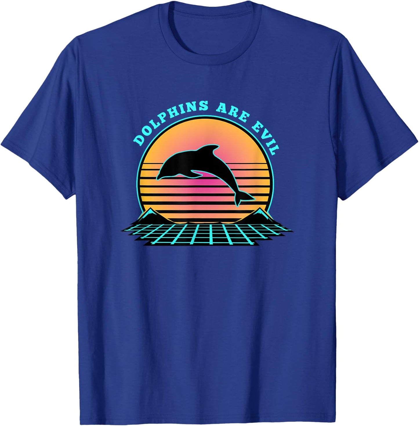 Dolphin Conspiracy Are Evil Funny Meme Conspiracy Vaporwave T-Shirt - T-Shirt | Royal
