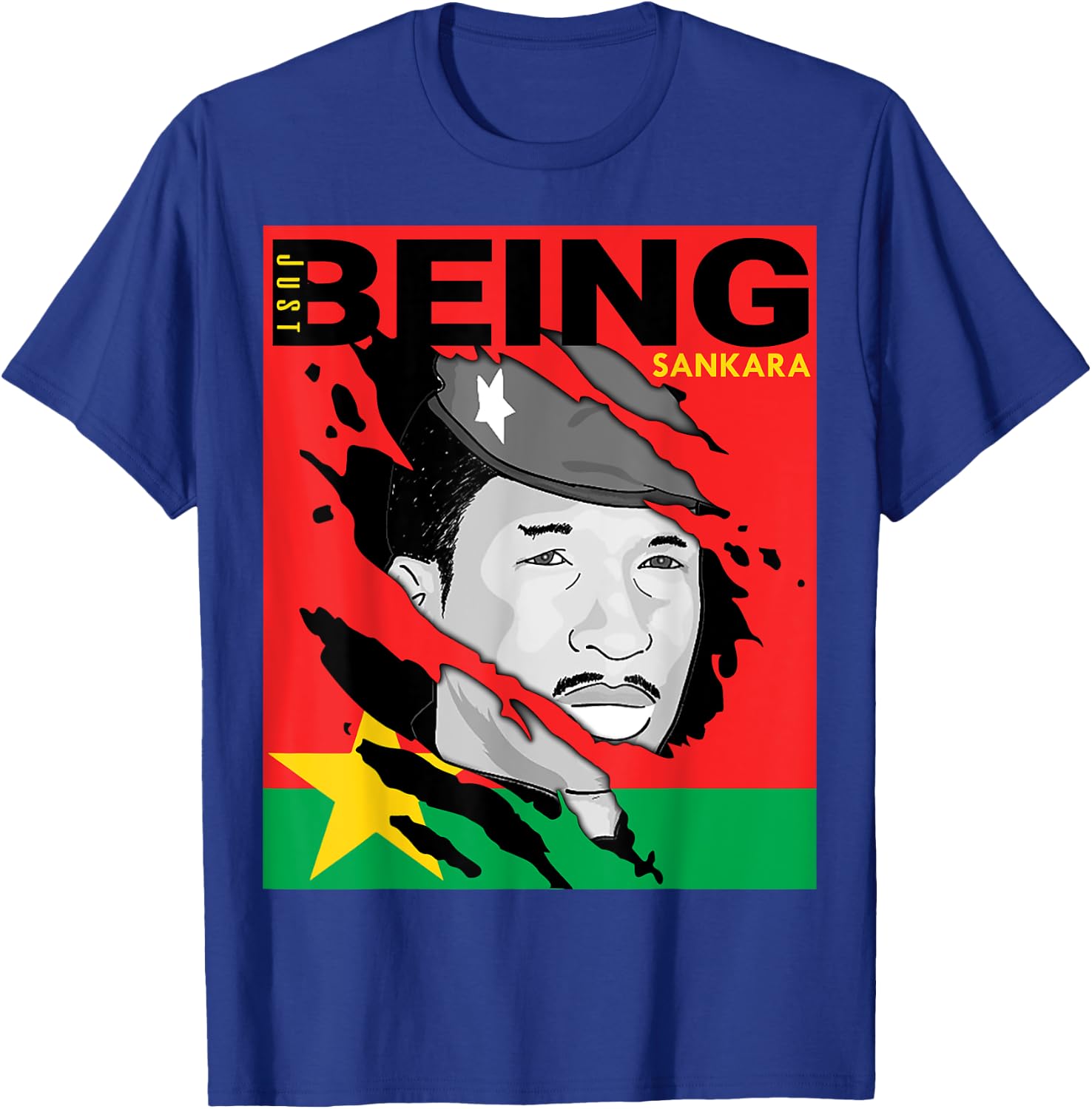 Just Being Thomas Sankara Burkina Faso Flag T-Shirt - T-Shirt | Royal