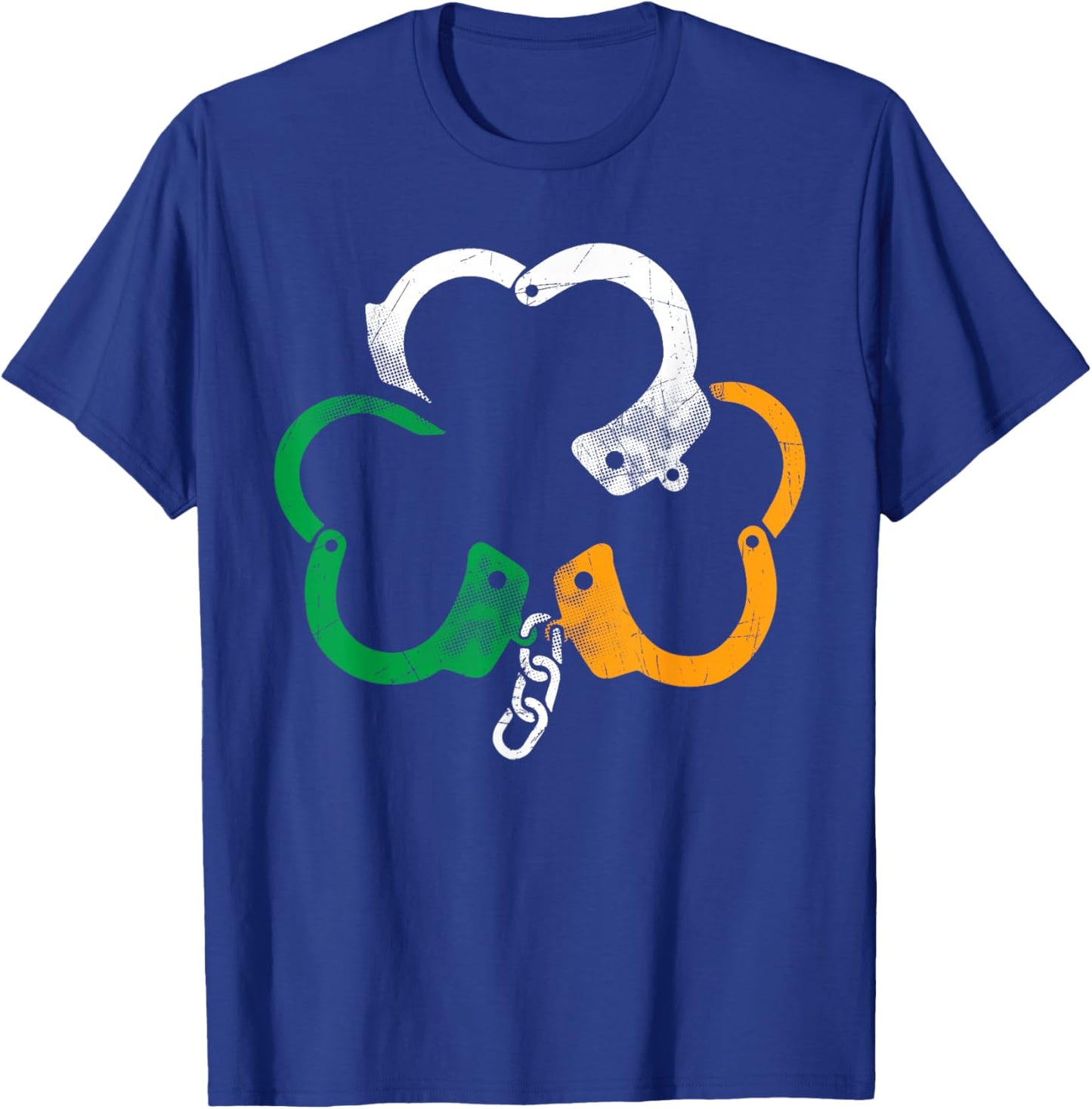Handcuffs Irish Flag Shamrock Police St. Patrick's Day T-Shirt - T-Shirt | Royal