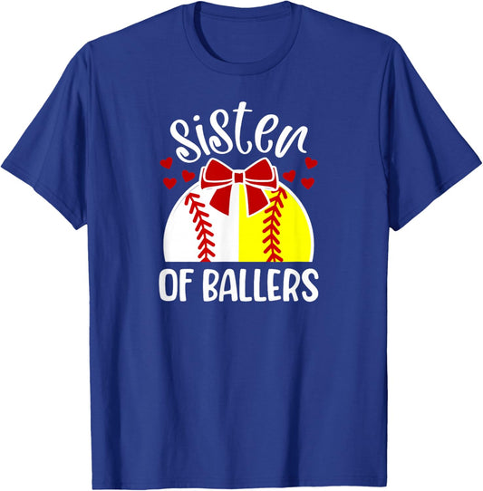 Sister Of Ballers Softball Baseball Sister T-Shirt - T-Shirt | Royal