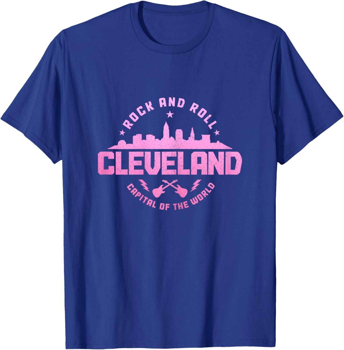 Cleveland Ohio Rock & Roll Music Guitar Player Vintage T-Shirt - T-Shirt | Royal