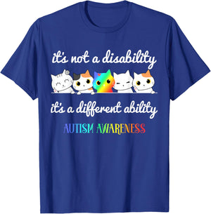 Cat Autism It's Not a Disability It's a Different Ability T-Shirt - T-Shirt | Royal