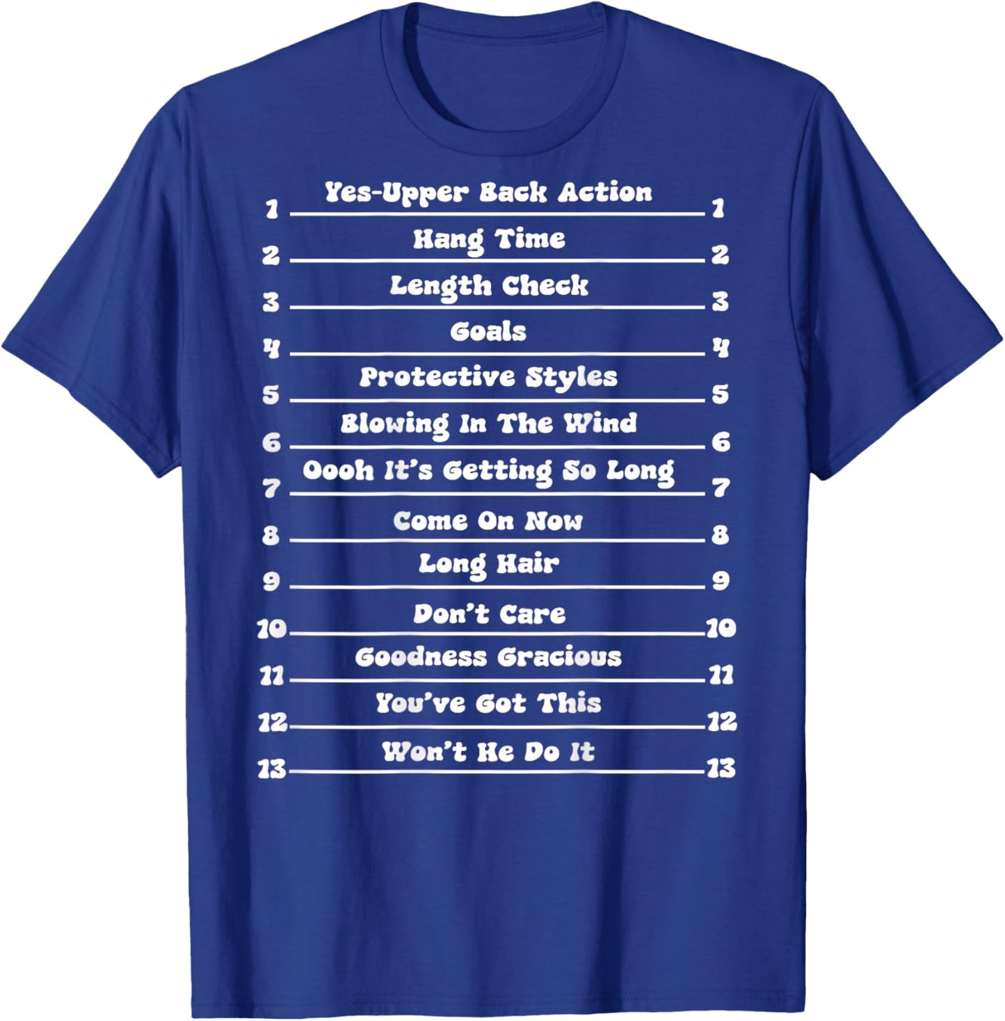 Long Natural Hair Tracking, Funny Length Check Hair T-Shirt - T-Shirt | Royal