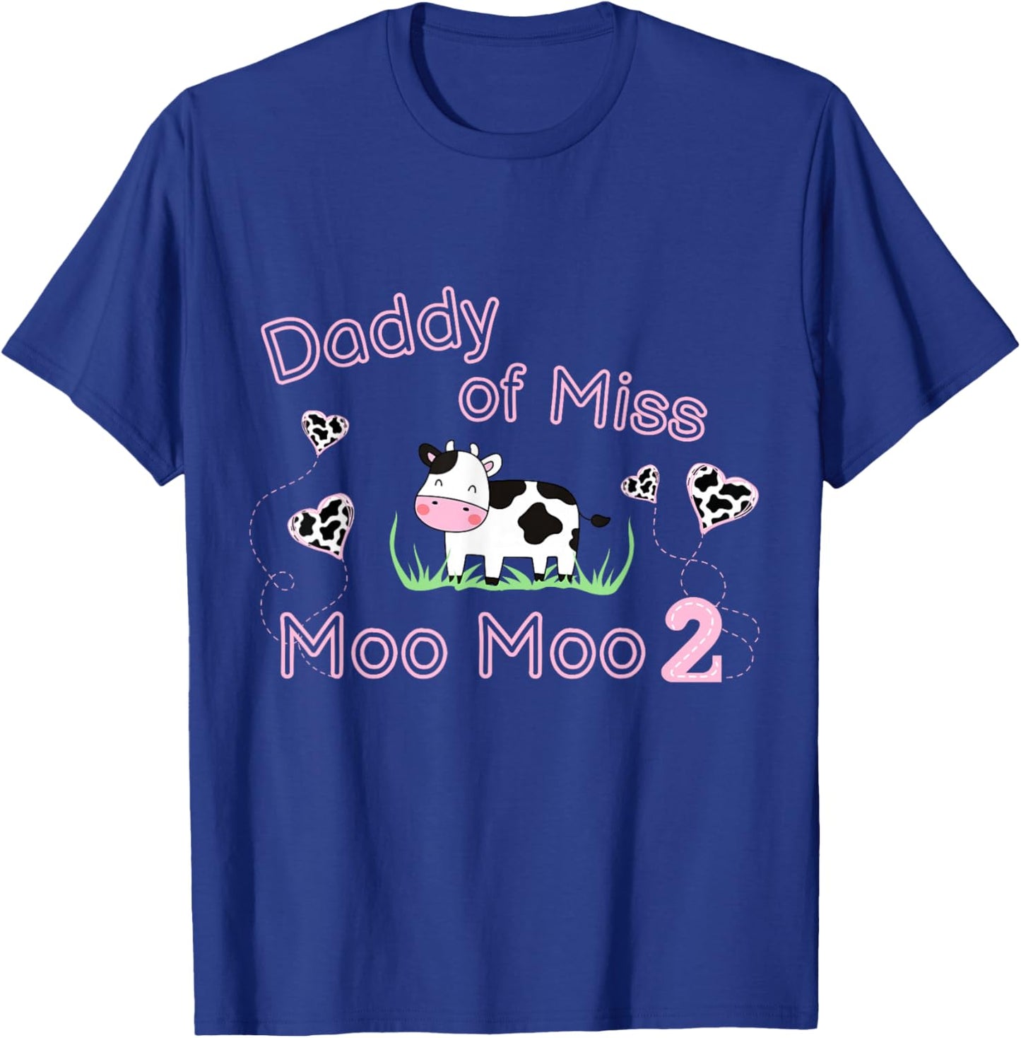 Girl Second Birthday Party Pink Cow Daddy Moo I'm Two Animal T-Shirt - T-Shirt | Royal