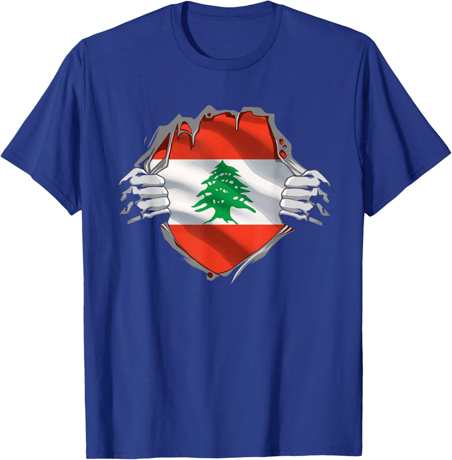Lebanon Shirt Super Lebanese Flag Middle East Lebanese Roots T-Shirt - T-Shirt | Royal