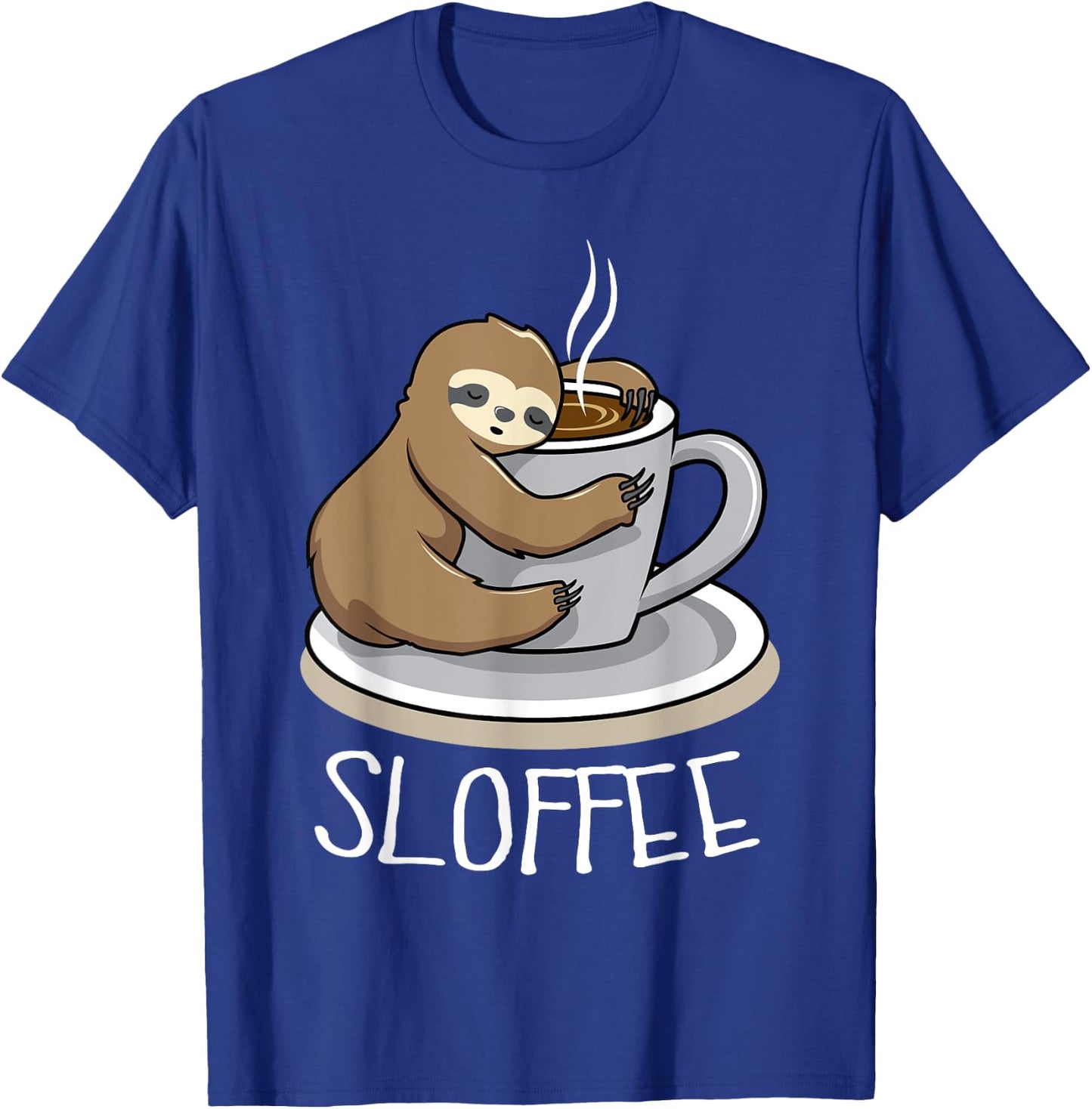 Sloth Sleep at Cup of Coffee Funny Sloth Sloffee T-Shirt - T-Shirt | Royal