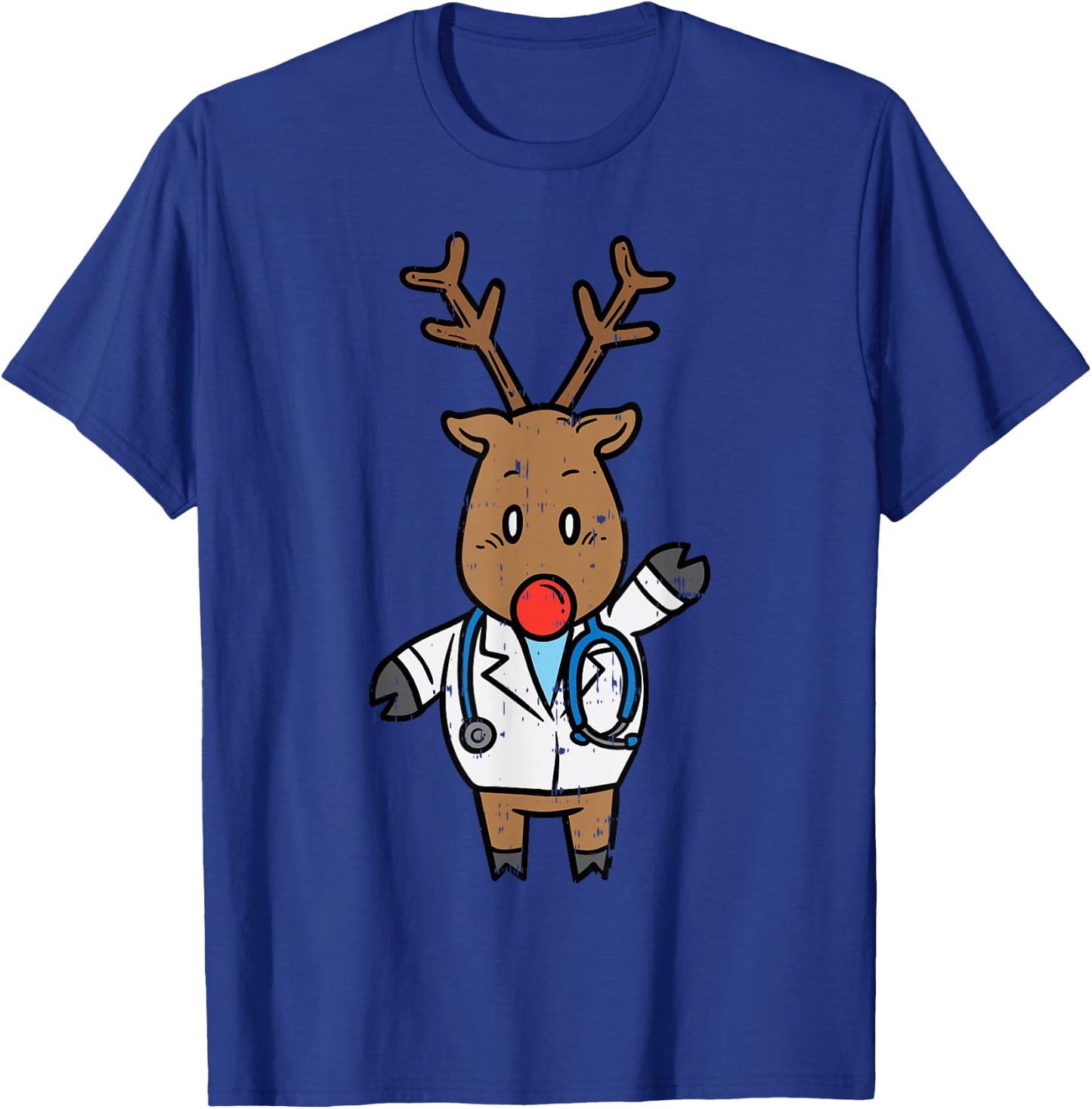 Reindeer Doctor Nurse Stethoscope Medical Christmas PJ T-Shirt - T-Shirt | Royal